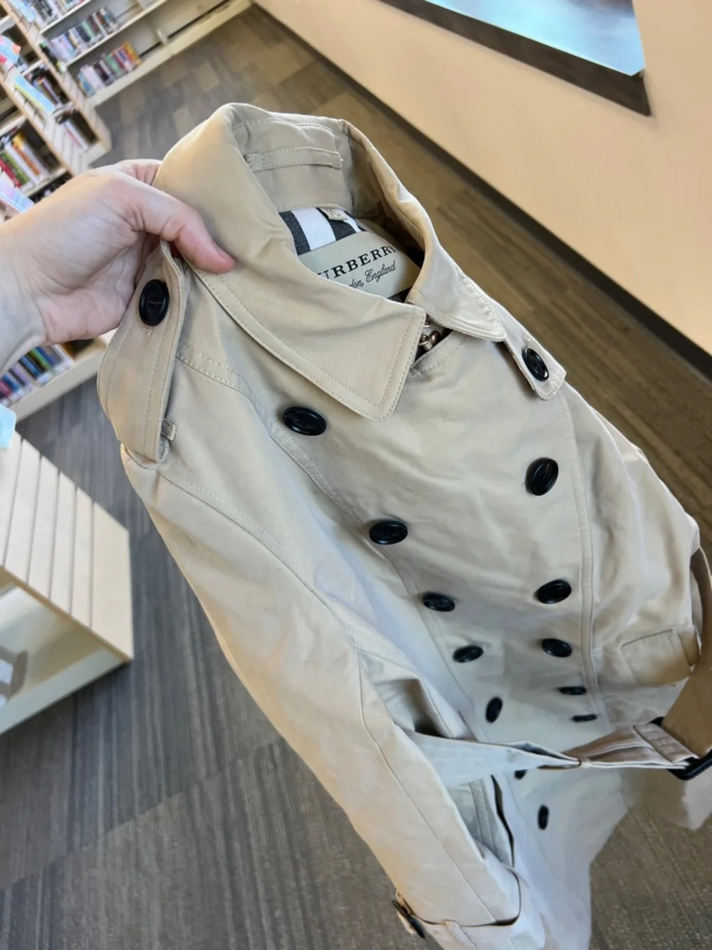 Burberry long khaki stone trench coat belted jacket double breasted sandringham - Picture 7 of 9